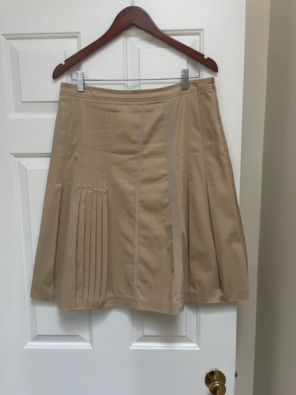 Piazza Sempione Tan A-Line Panel & Pleat Skirt